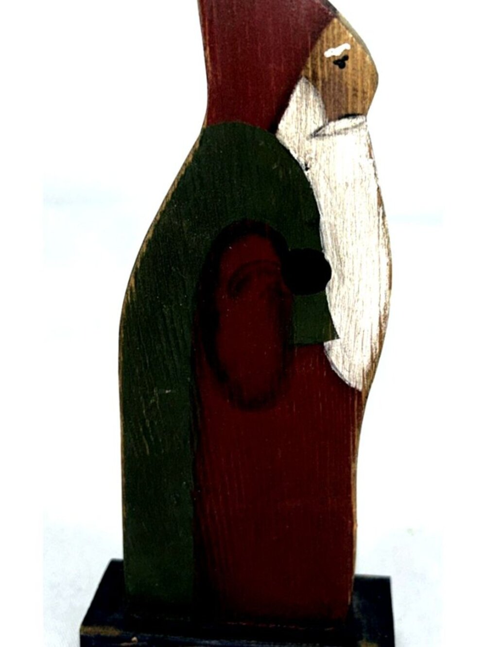 Folk Art Santa 8" Hand Crafted Wood Vintage